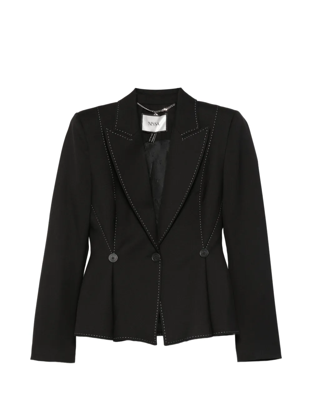 NISSA topstitching buttoned jacket - Nero