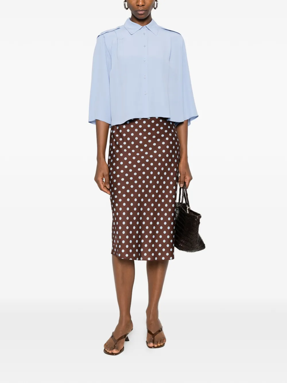 Twinset Button Shoulder Blouse In Blue