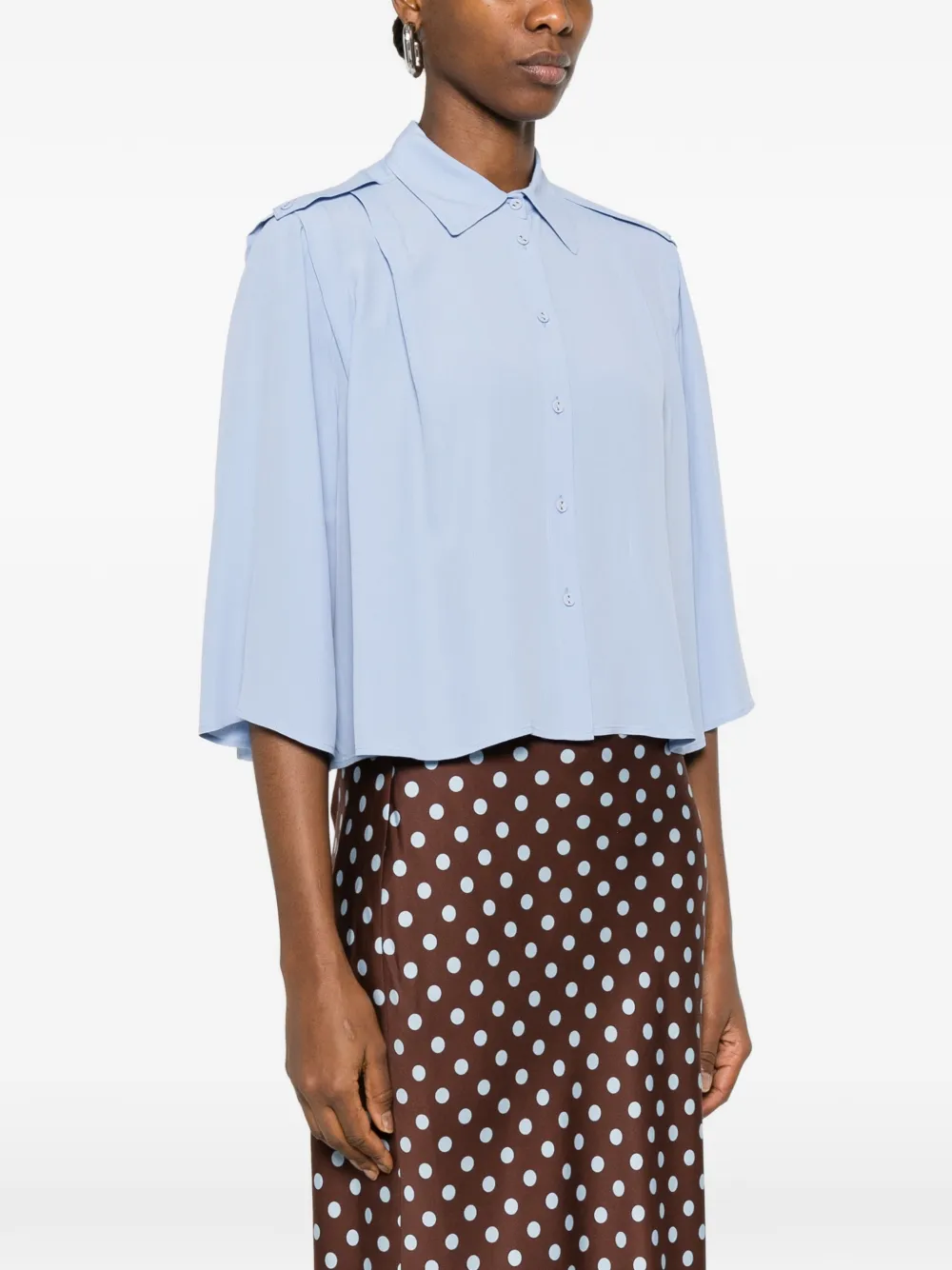Twinset Button Shoulder Blouse In Blue