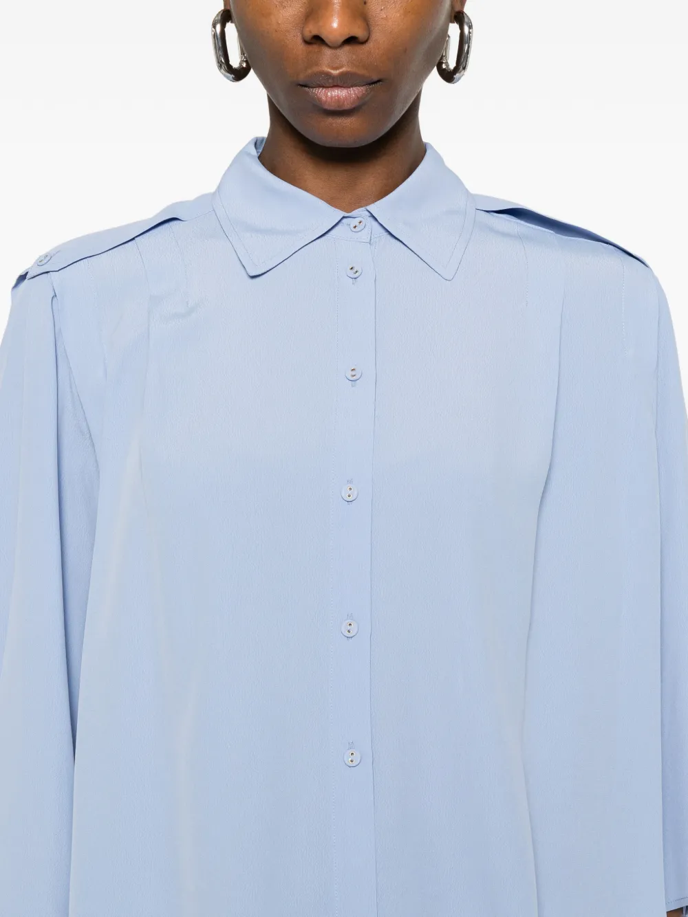 Twinset Button Shoulder Blouse In Blue