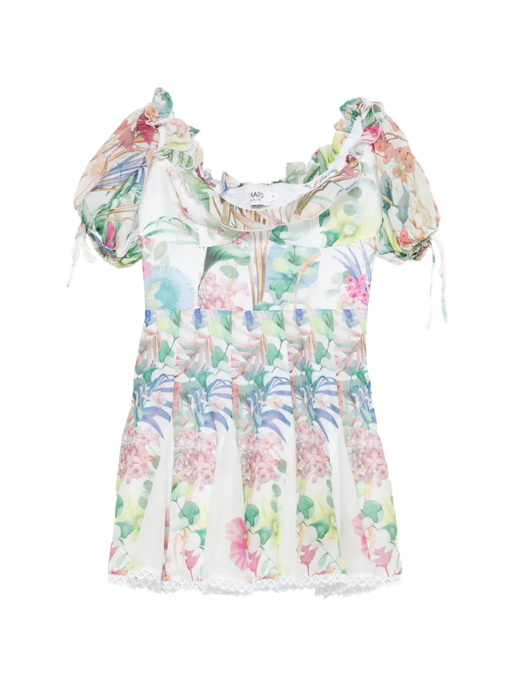 Charo Ruiz Ibiza floral ruffled mini dress - Bianco
