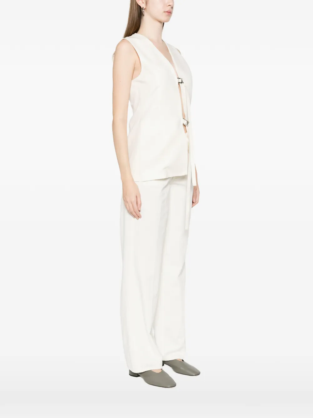 Patrizia Pepe Gilet met gestrikt detail Beige