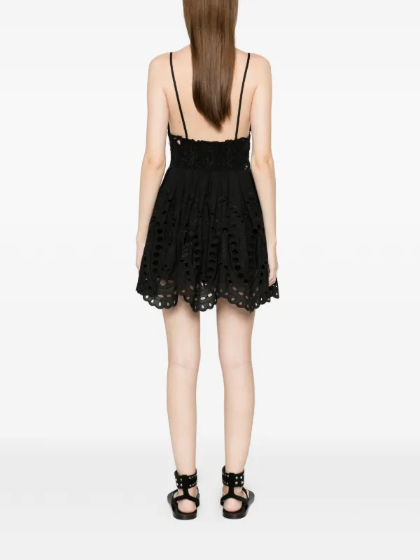 Charo Ruiz Ibiza Nix Scalloped Eyelet Mini Dress | Black