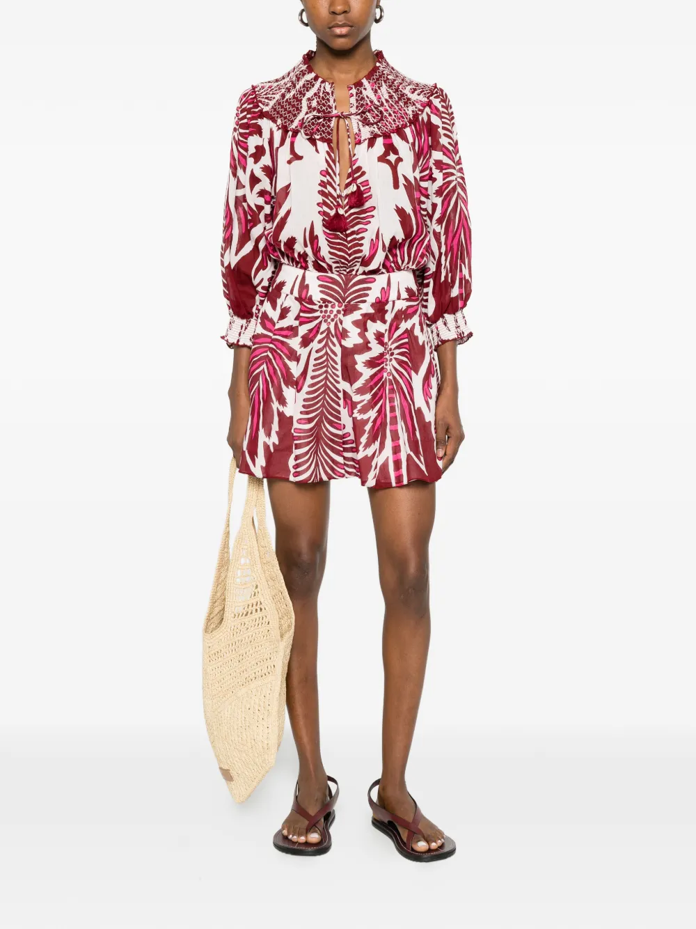  Poupette St Barth Janna Floral Tassel Jumpsuit - Red 