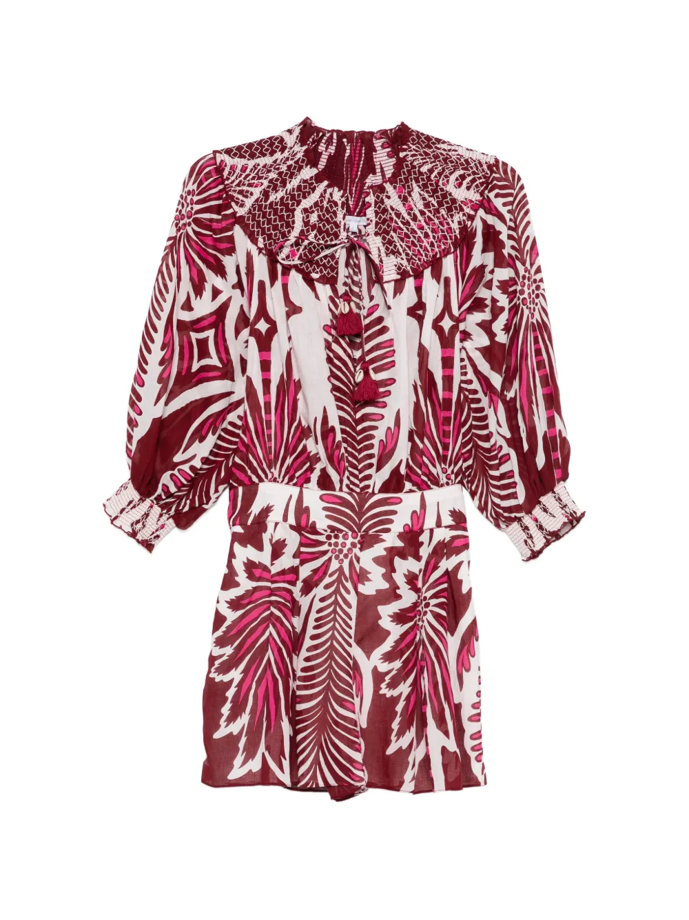 Poupette St Barth Janna floral tassel jumpsuit - Rosso