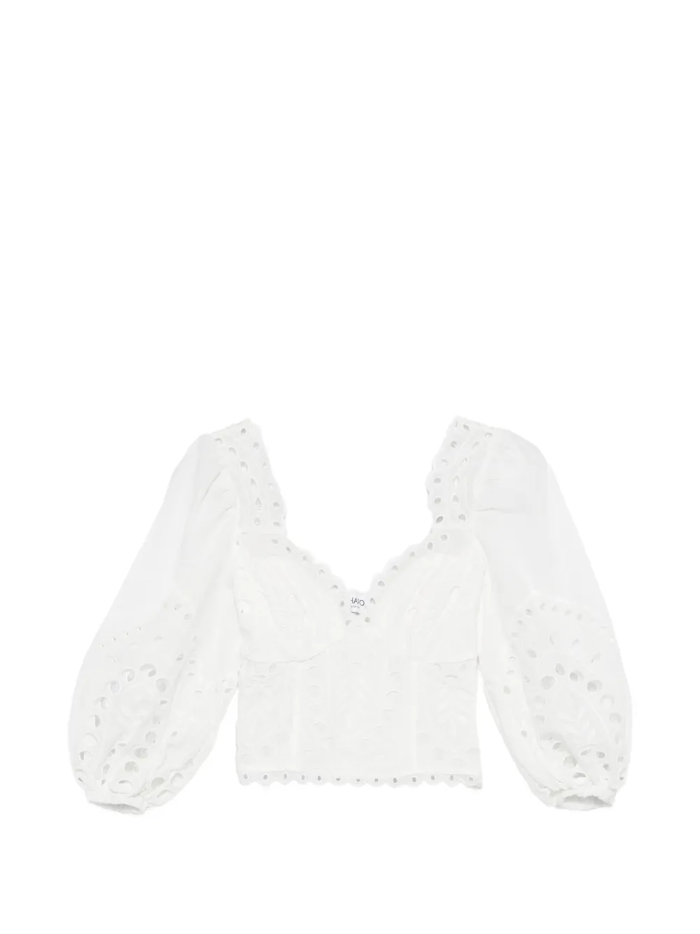 Charo Ruiz Ibiza Bass laced balloon-sleeve top - Bianco