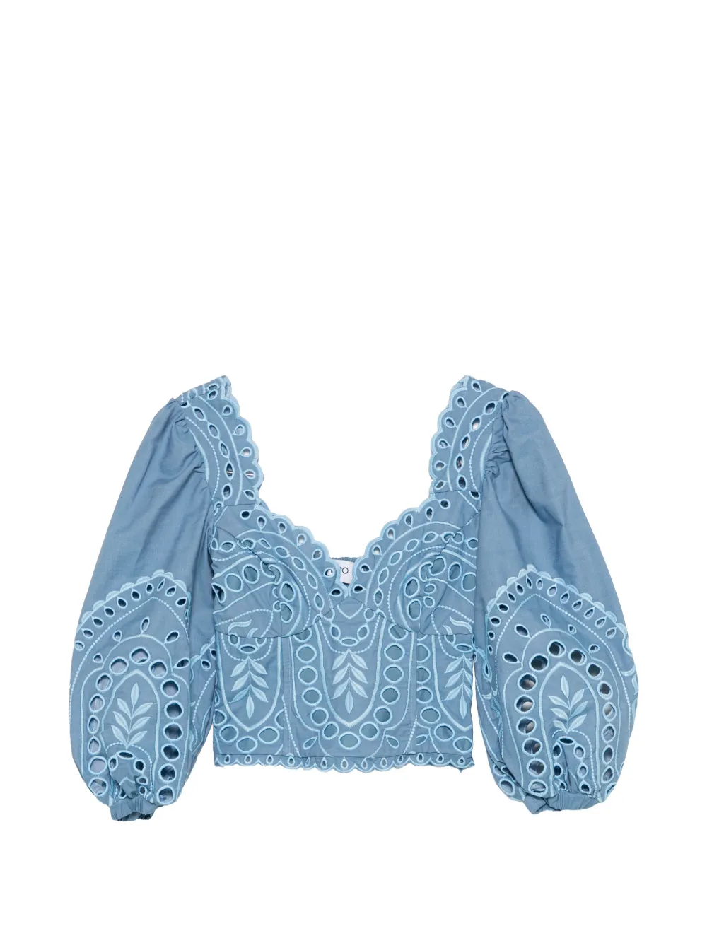 Charo Ruiz Ibiza Bass laced puffed-sleeve top - Blu