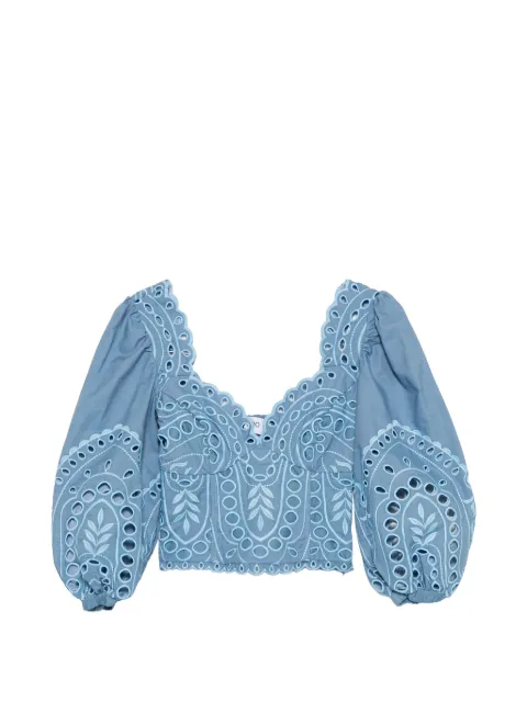 Charo Ruiz Ibiza Bass laced puffed-sleeve top