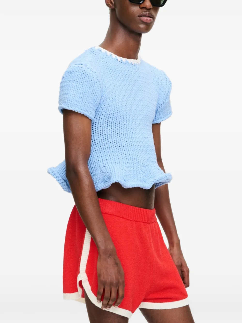 Charles Jeffrey Loverboy Trui met flared afwerking en korte mouwen Blauw