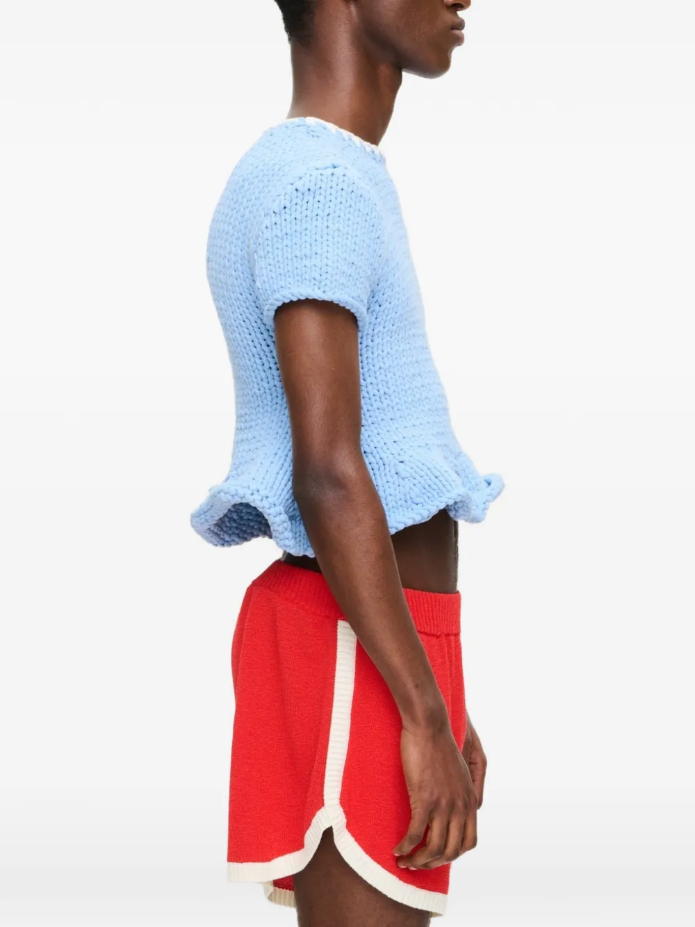 Charles Jeffrey Loverboy Trui met flared afwerking en korte mouwen Blauw