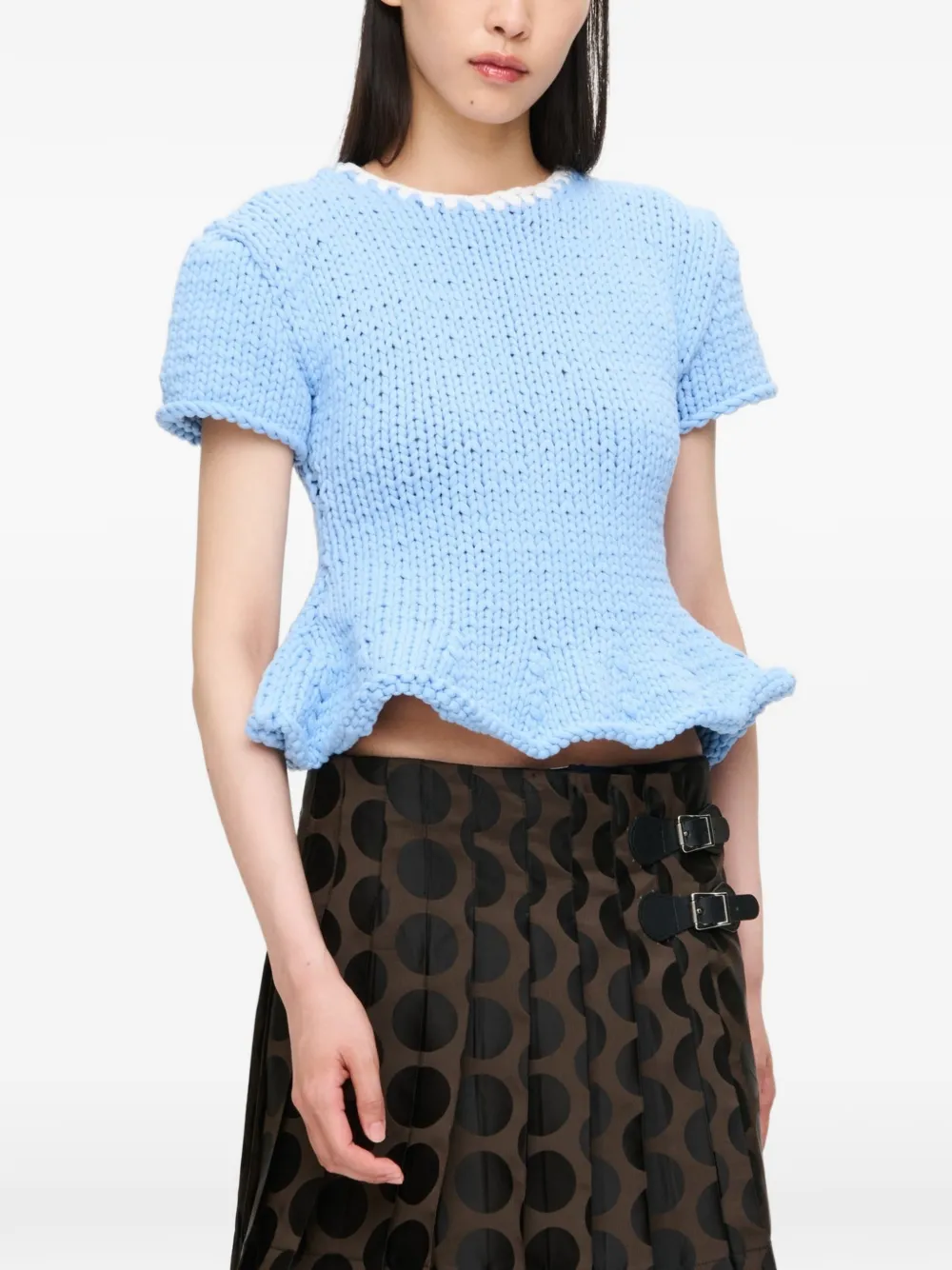 Charles Jeffrey Lover Trui met flared afwerking en korte mouwen Blauw