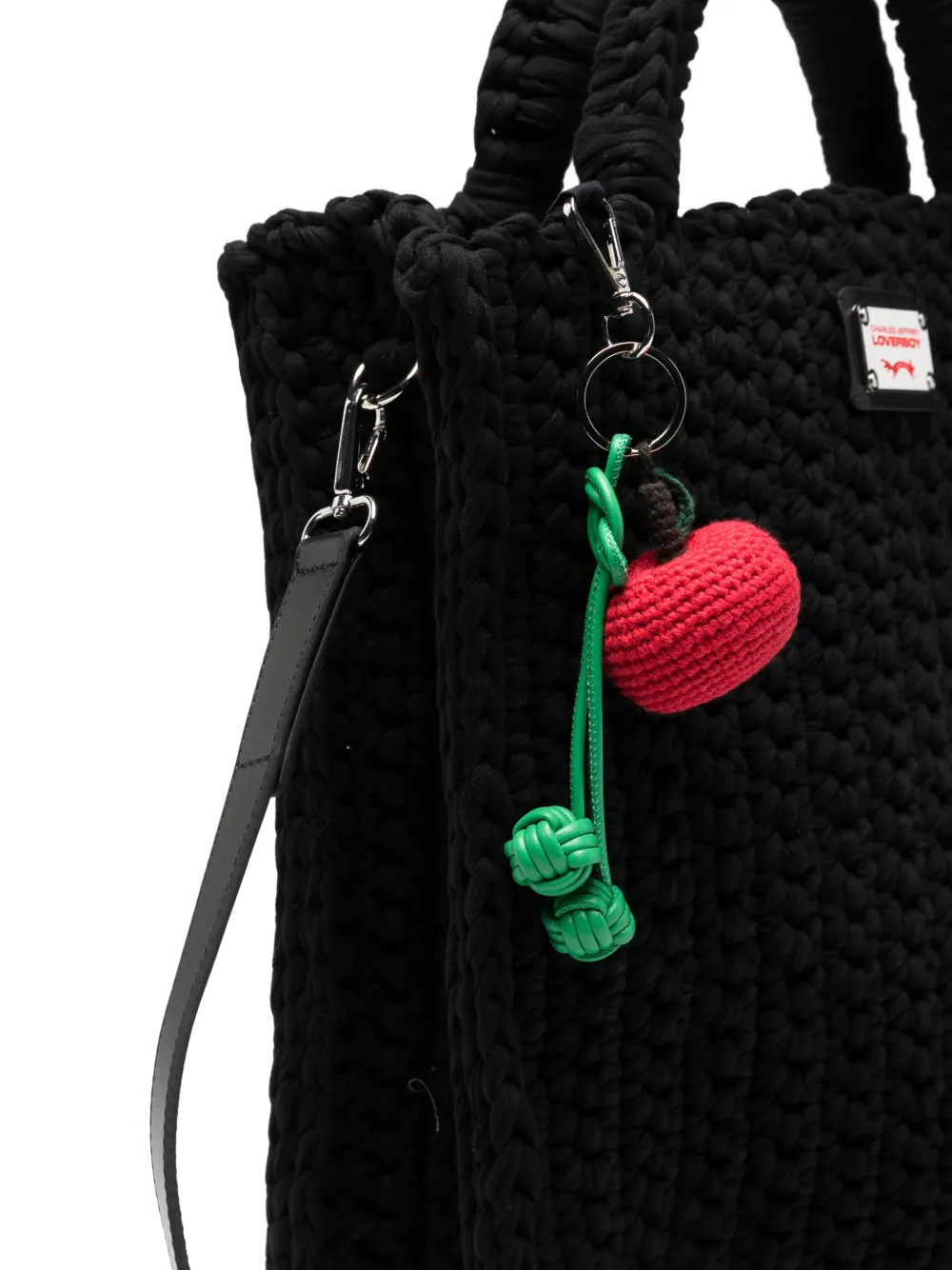 Charles Jeffrey Loverboy Grote shopper met appel bedel Zwart