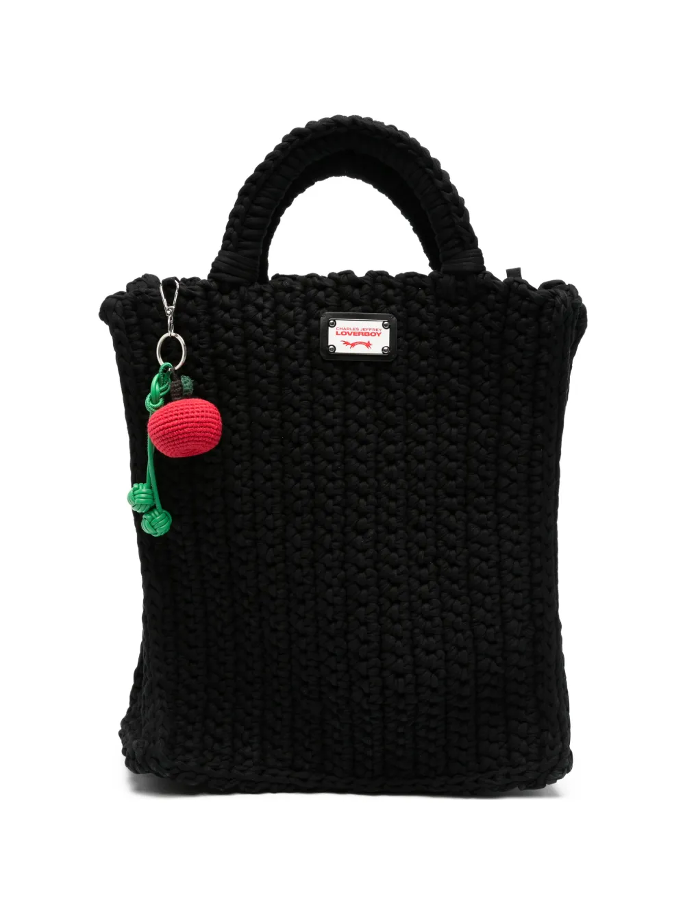 Charles Jeffrey Loverboy large apple-charm tote bag - Nero