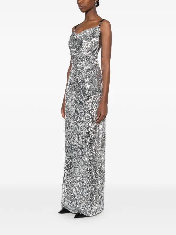 coperni silver dress Coperni sequin-embellished Maxi Dress | Silver