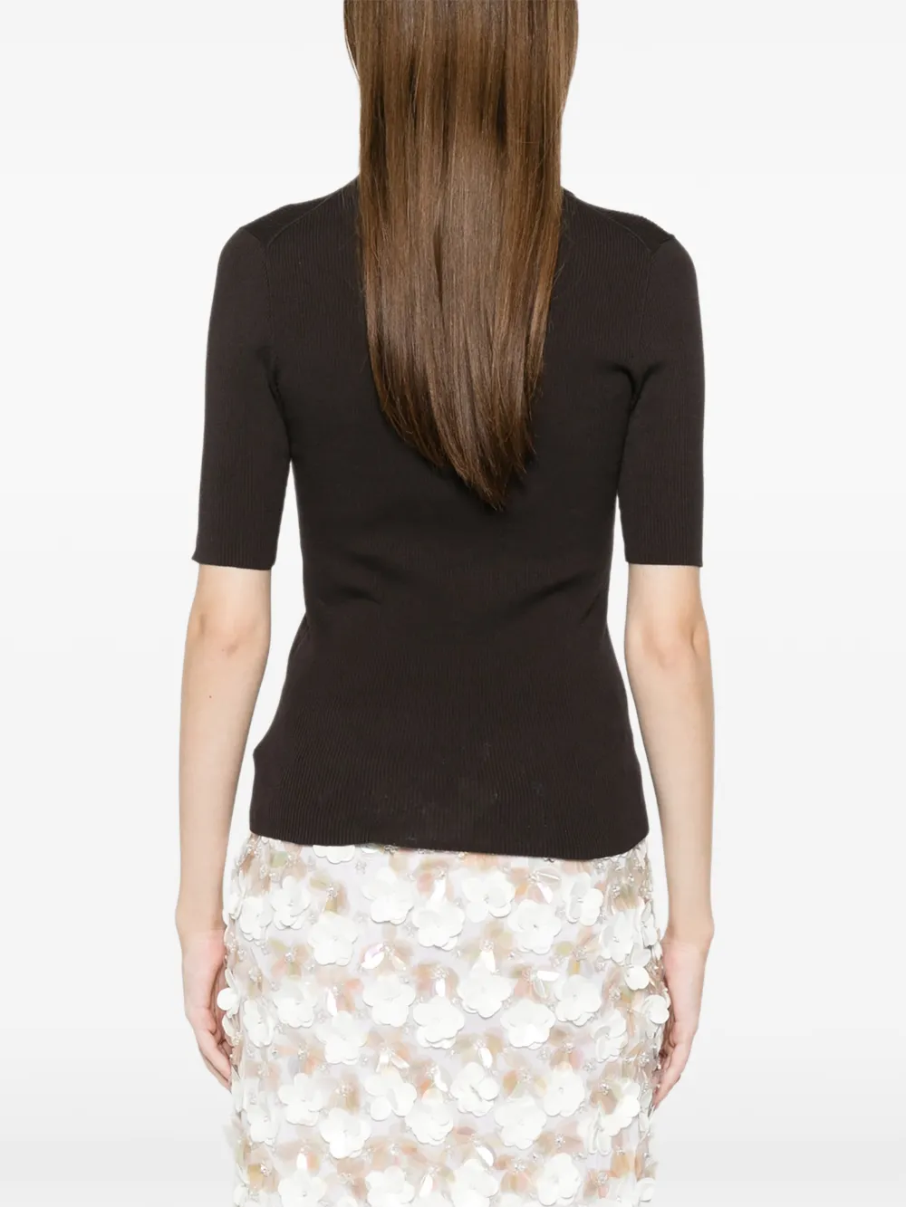 P.A.R.O.S.H. Gebreid poloshirt met knopen Bruin