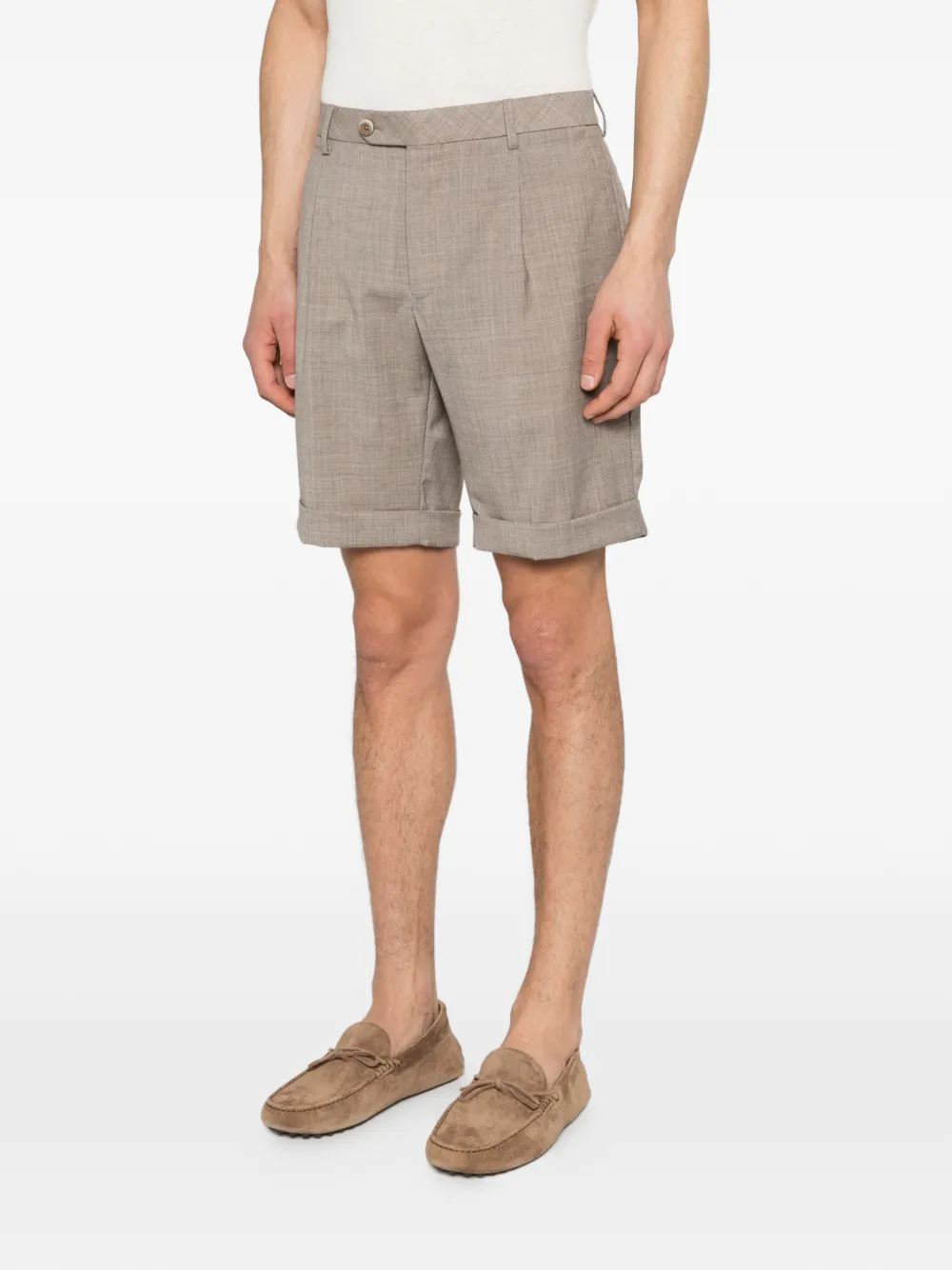  Gta Federico 01 Buttoned Pleat Shorts - Neutrals 