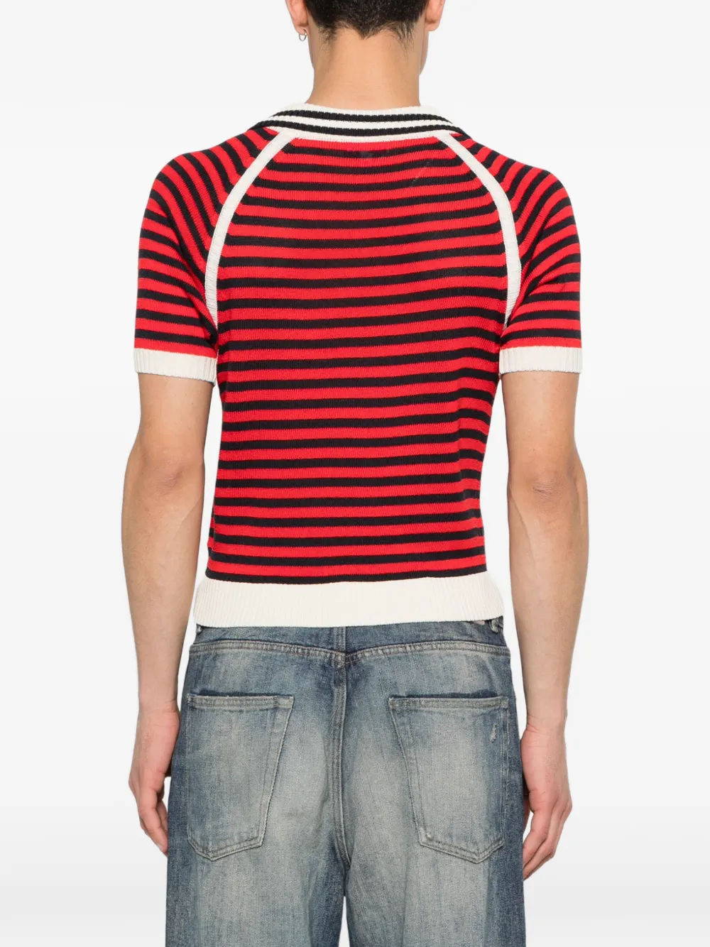 Charles Jeffrey Loverboy Gestreept T-shirt met polokraag Rood