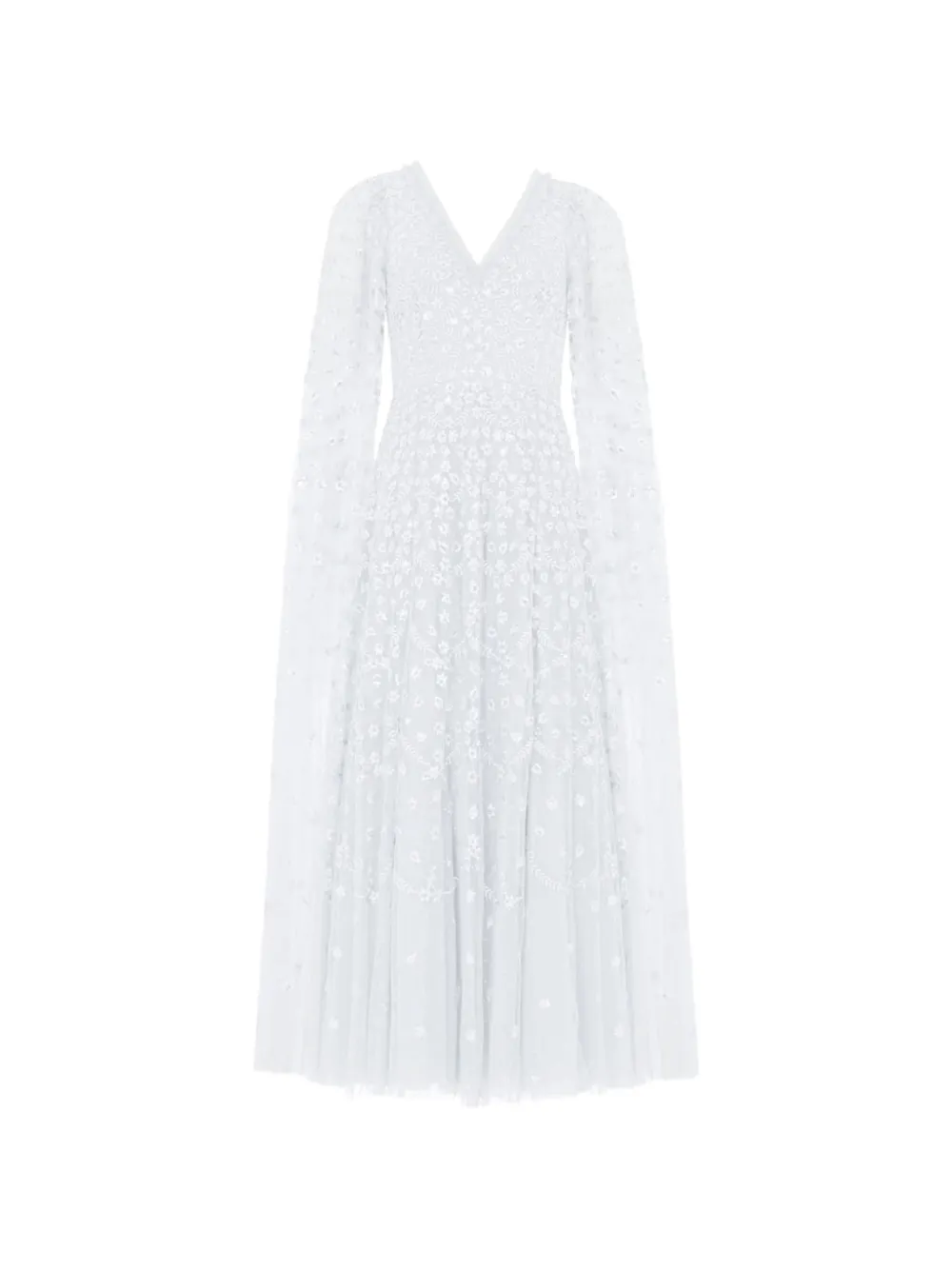 Needle & Thread Clover cape-sleeve gown maxi dress - Blu