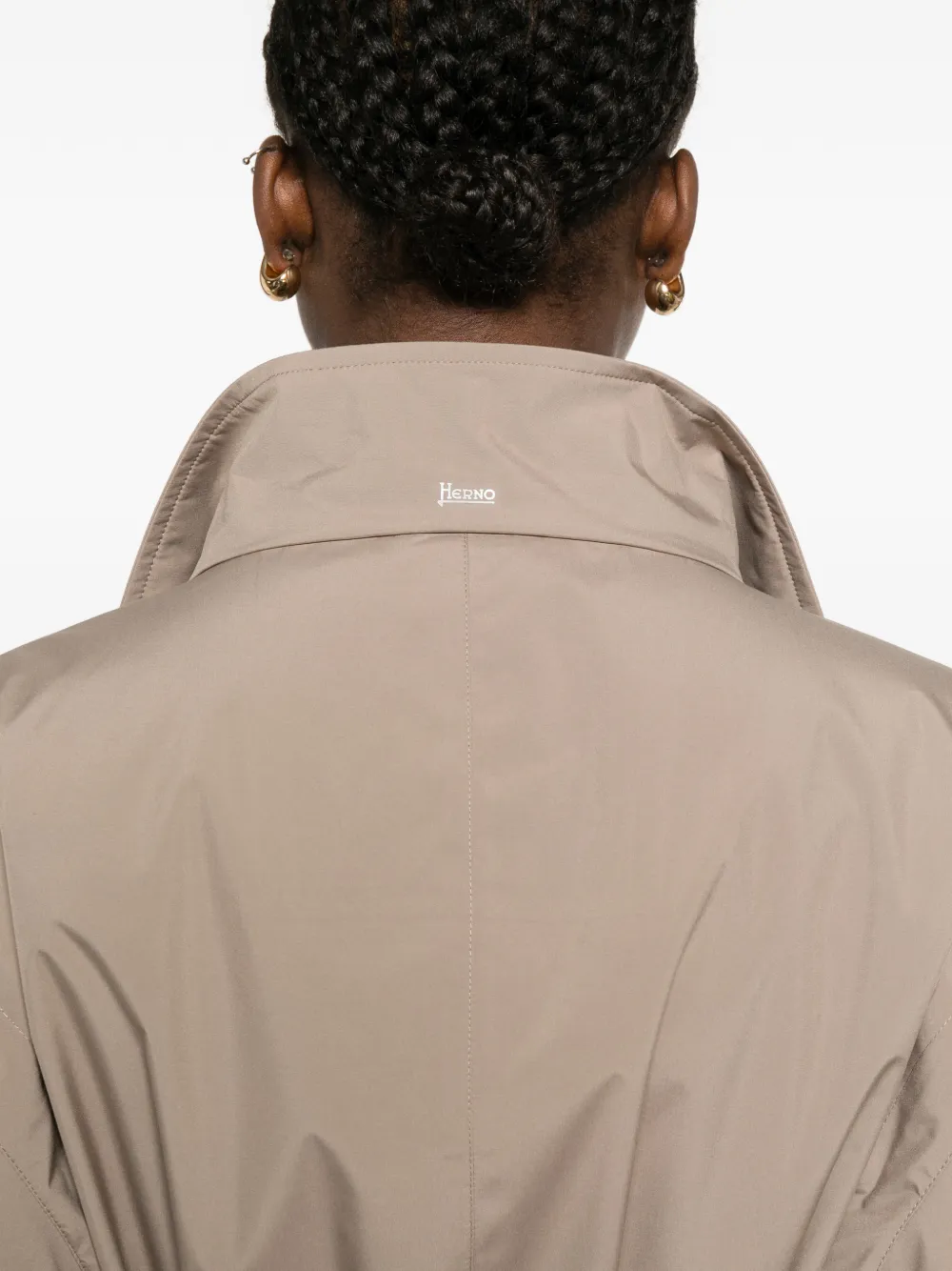 Herno Jas met ceintuur en dubbele rij knopen Beige