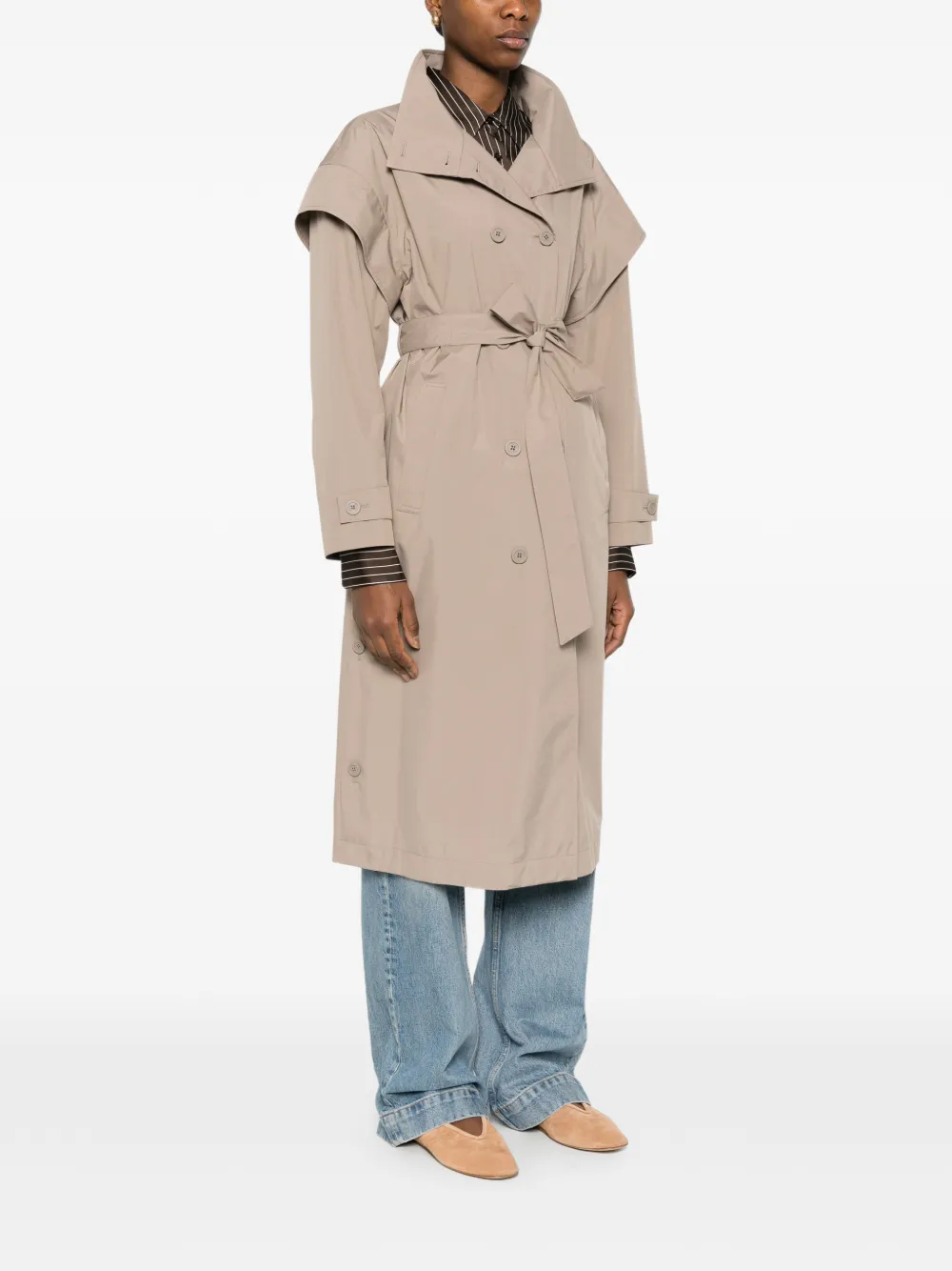  Herno Double-breasted Belted Coat - Grey 