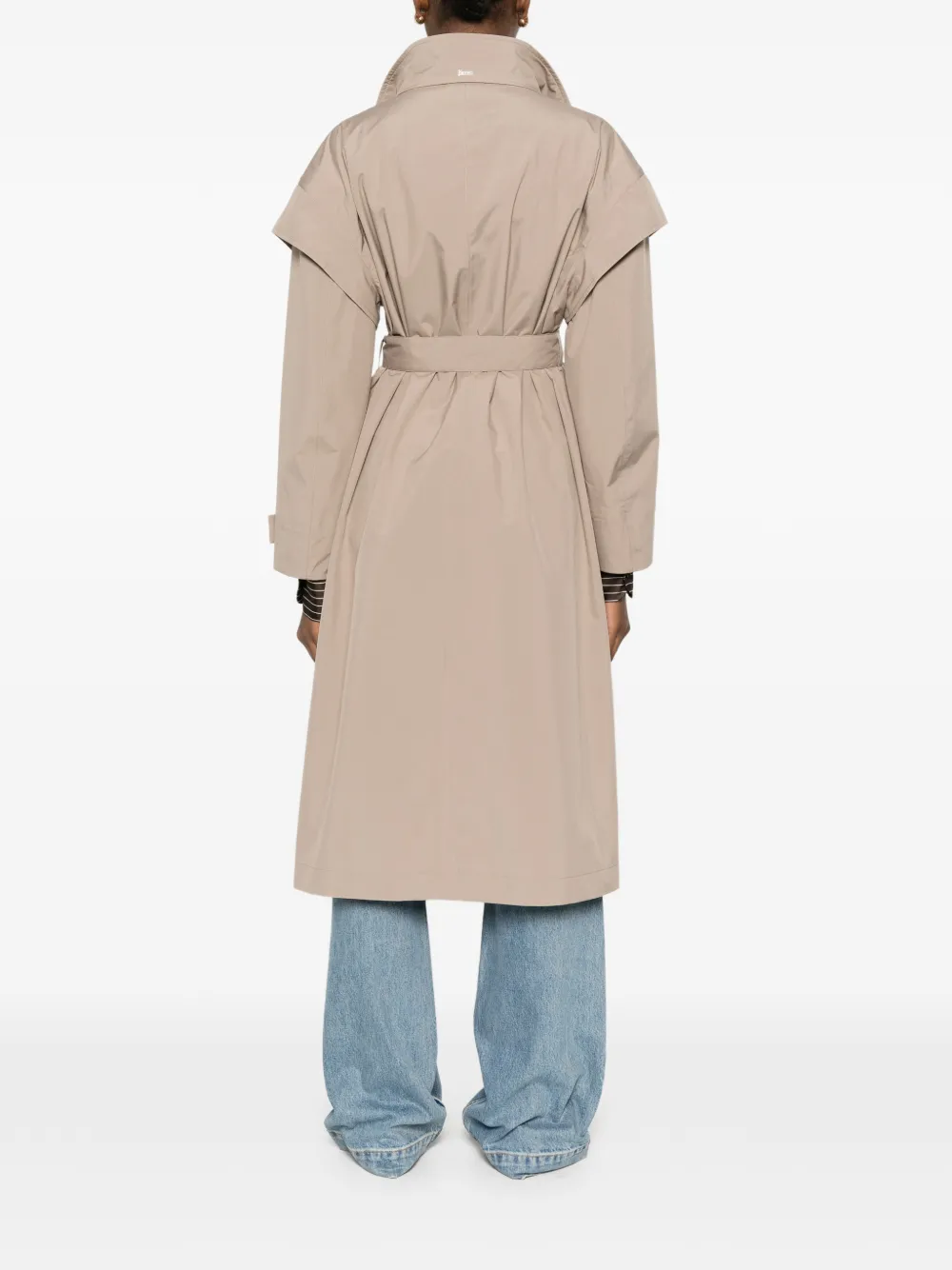 Herno Jas met ceintuur en dubbele rij knopen Beige