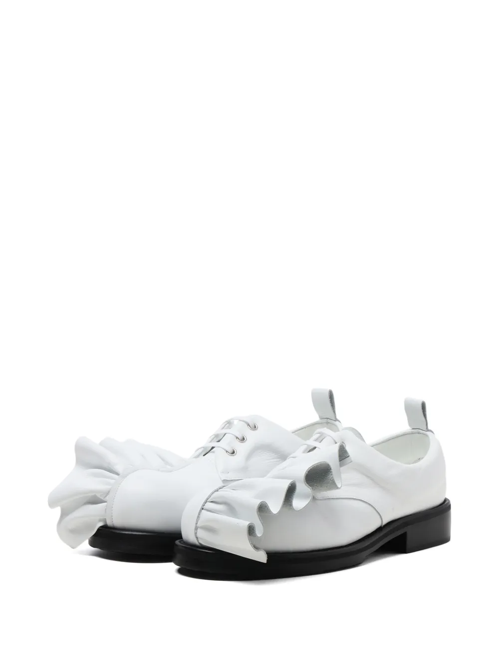 Comme des Garçons Homme Plus Leren Oxford schoenen met ruches Wit
