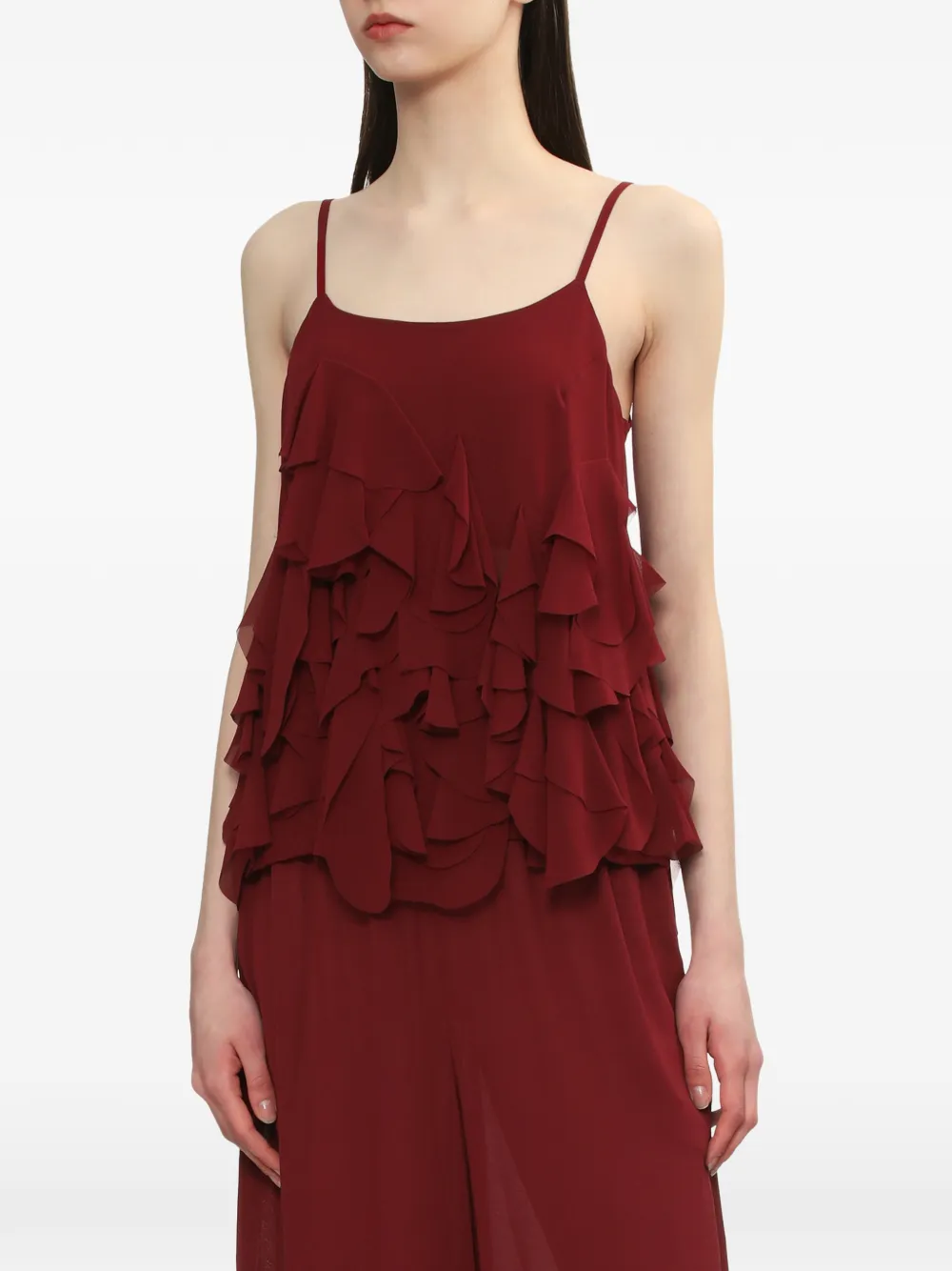  Comme Des Garçons Comme Des Garçons Ruffled Spaghetti-strap Top - Red 