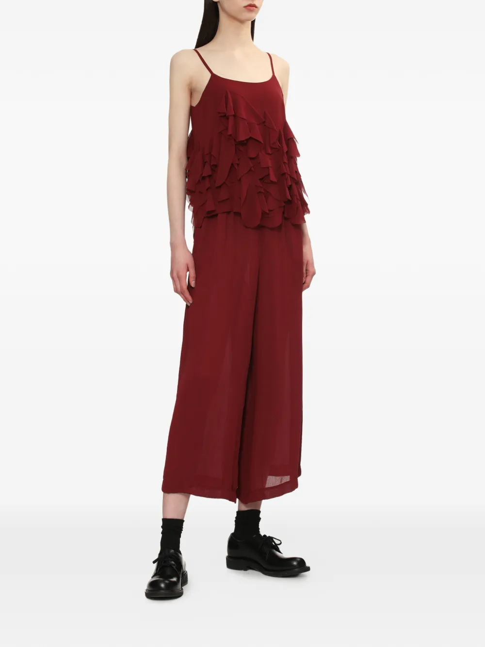  Comme Des Garçons Comme Des Garçons Ruffled Spaghetti-strap Top - Red 