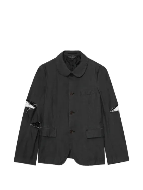 Black Comme Des Garçons peter-pan collar ripped overshirt