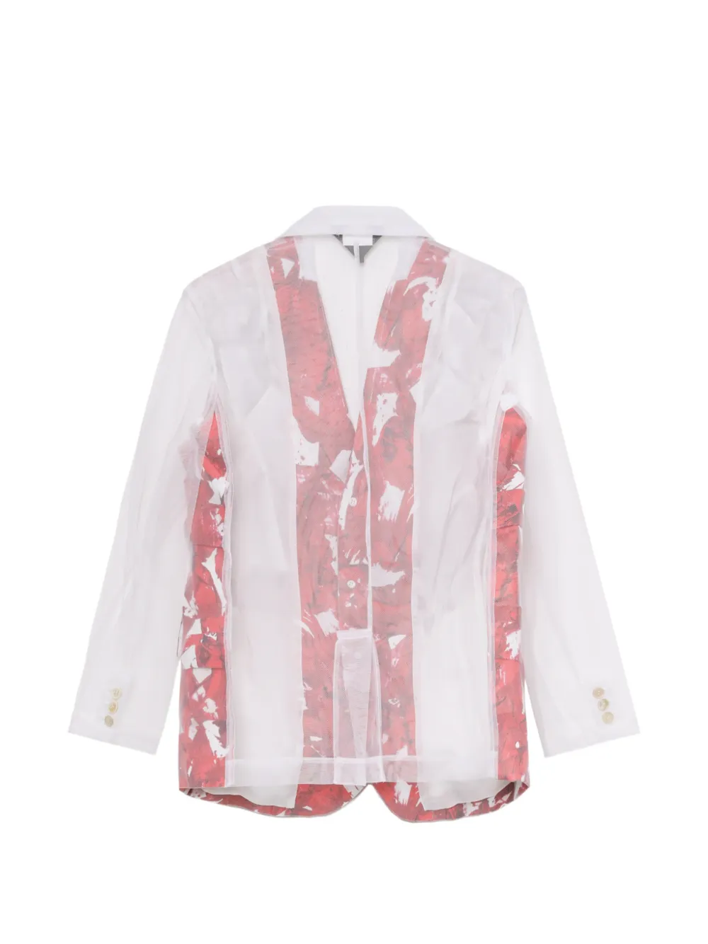 printed sheer blazer