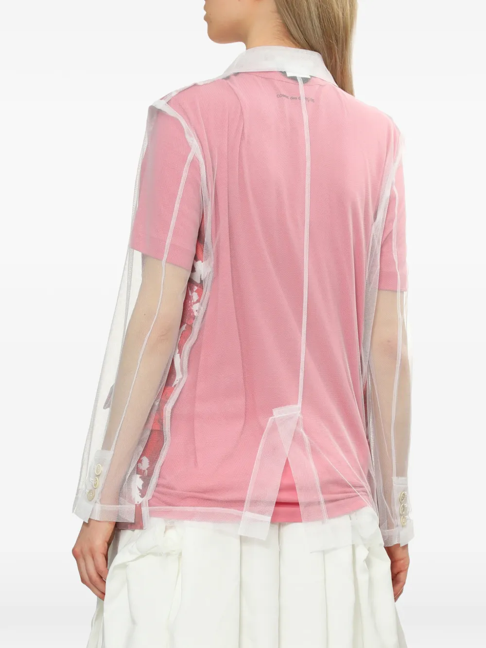 printed sheer blazer