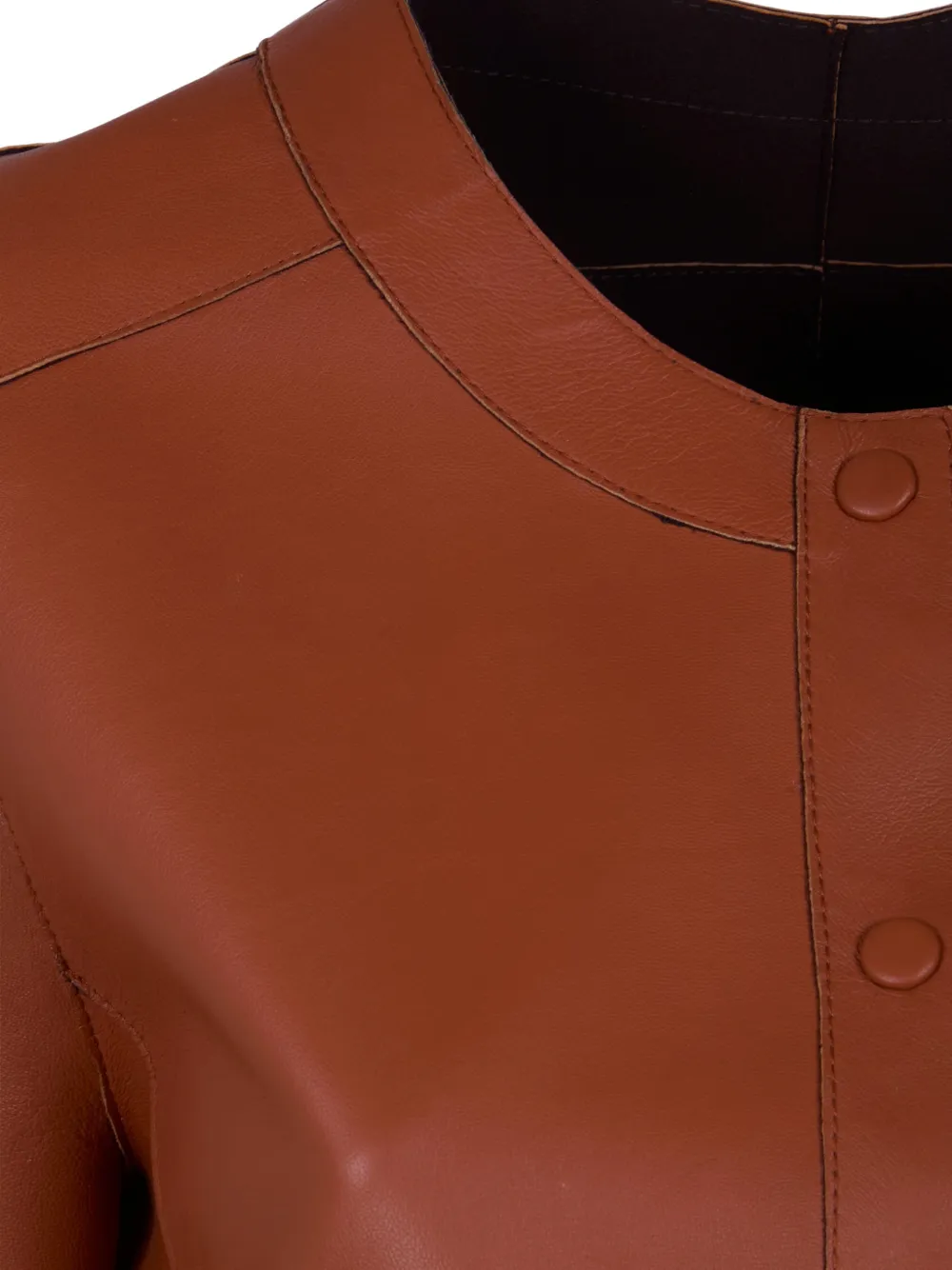  The Jackie Leathers Buttoned Leather Jacket - Brown 