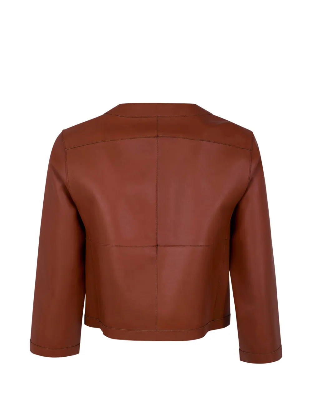  The Jackie Leathers Buttoned Leather Jacket - Brown 