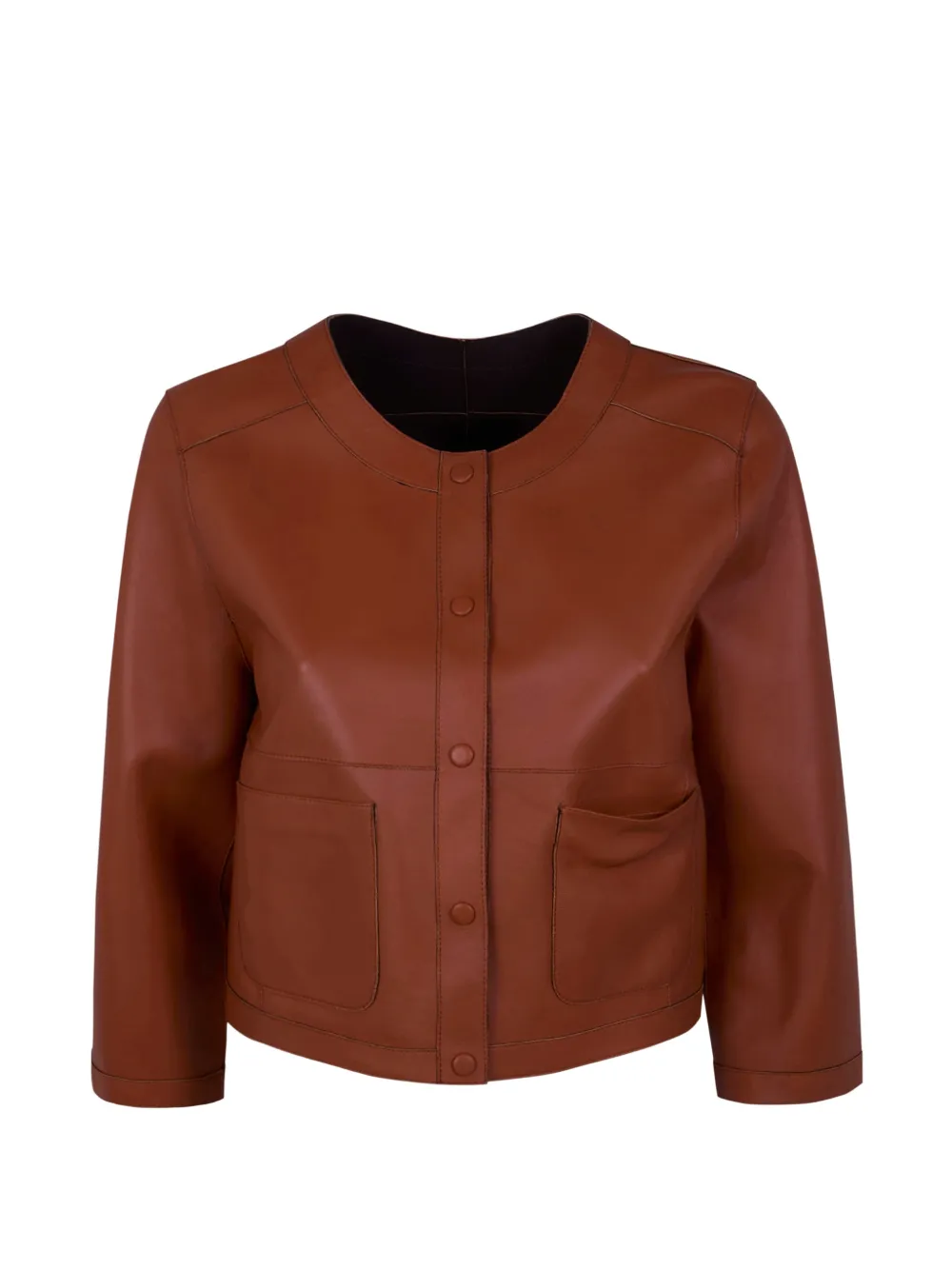 The Jackie Leathers buttoned leather jacket - Marrone