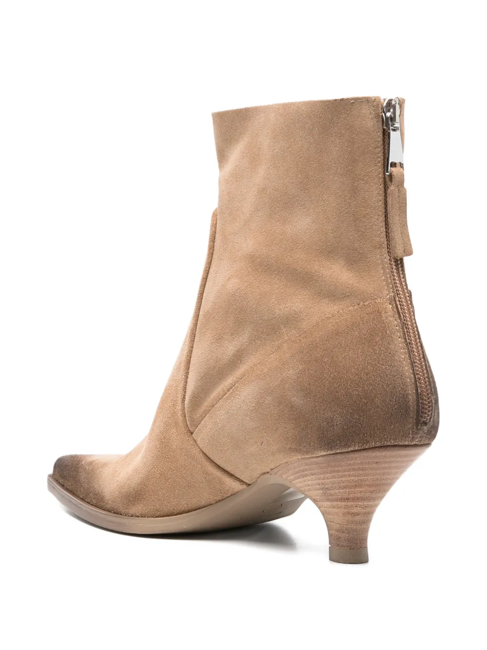 Elena Iachi Enkellaarzen met puntige neus Beige