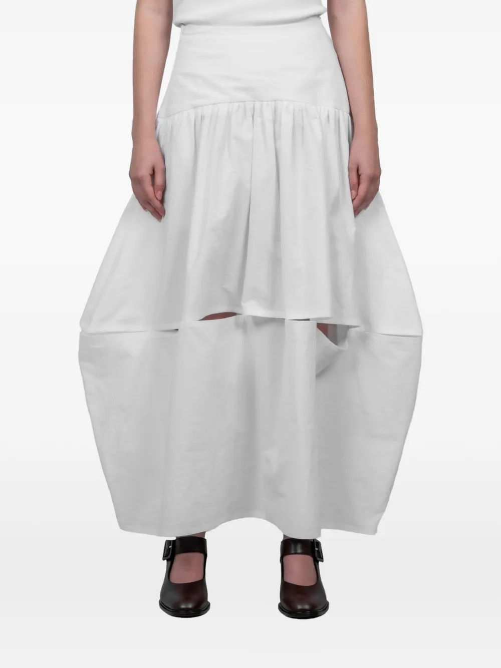 Séfr Gonna con cut-out e balze - Bianco