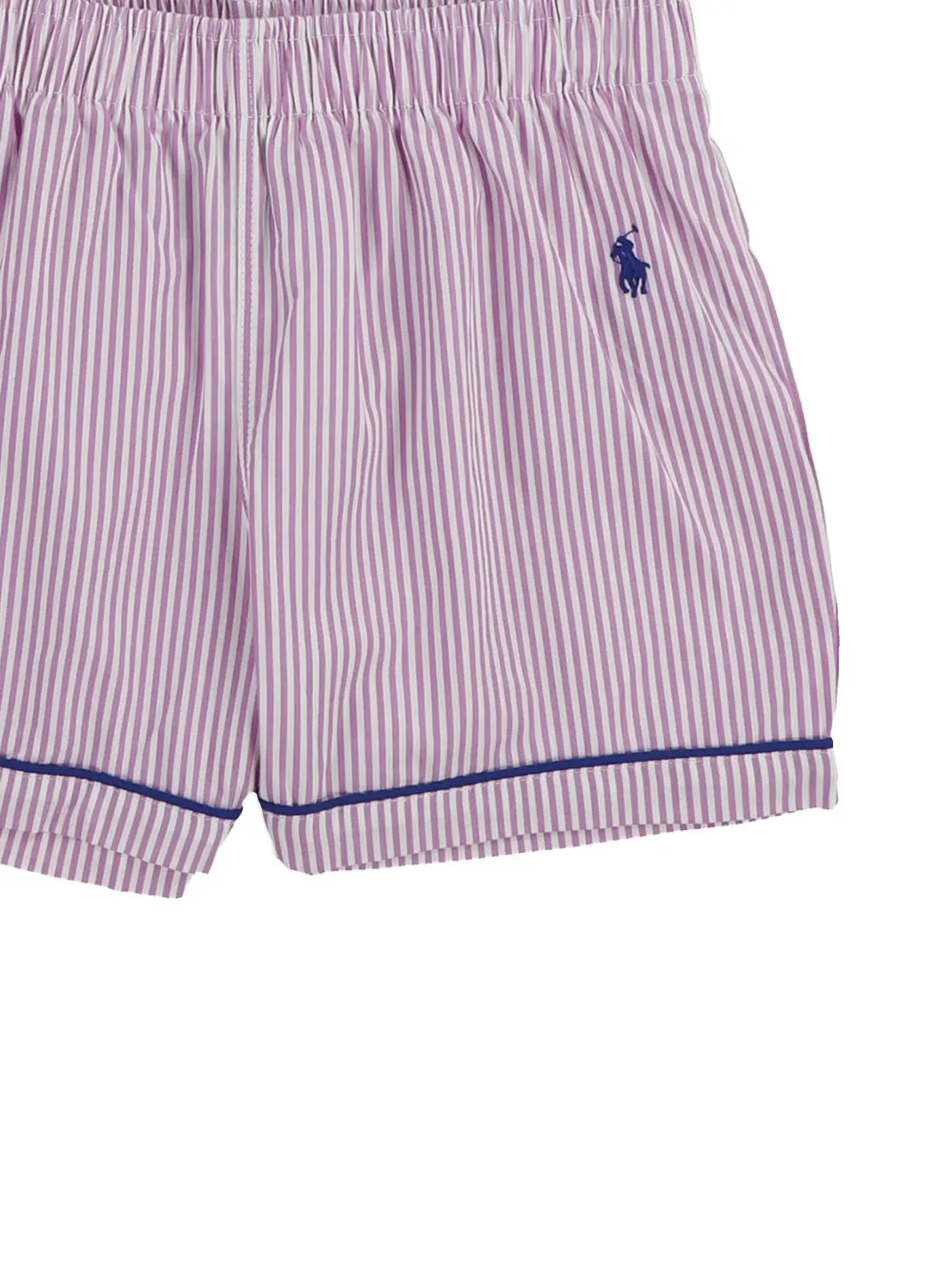  Polo Ralph Lauren Kids Striped Piped Shirt Pyjama Set - Pink 