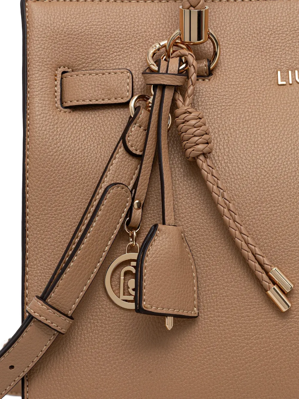 LIU JO Shopper met gevlochten hendel Beige
