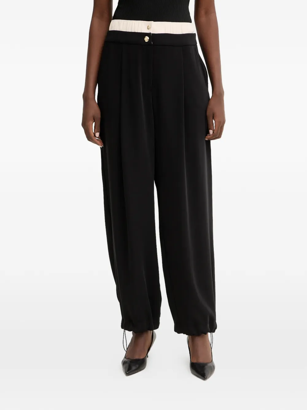 LIU JO double-waistband trousers - Nero