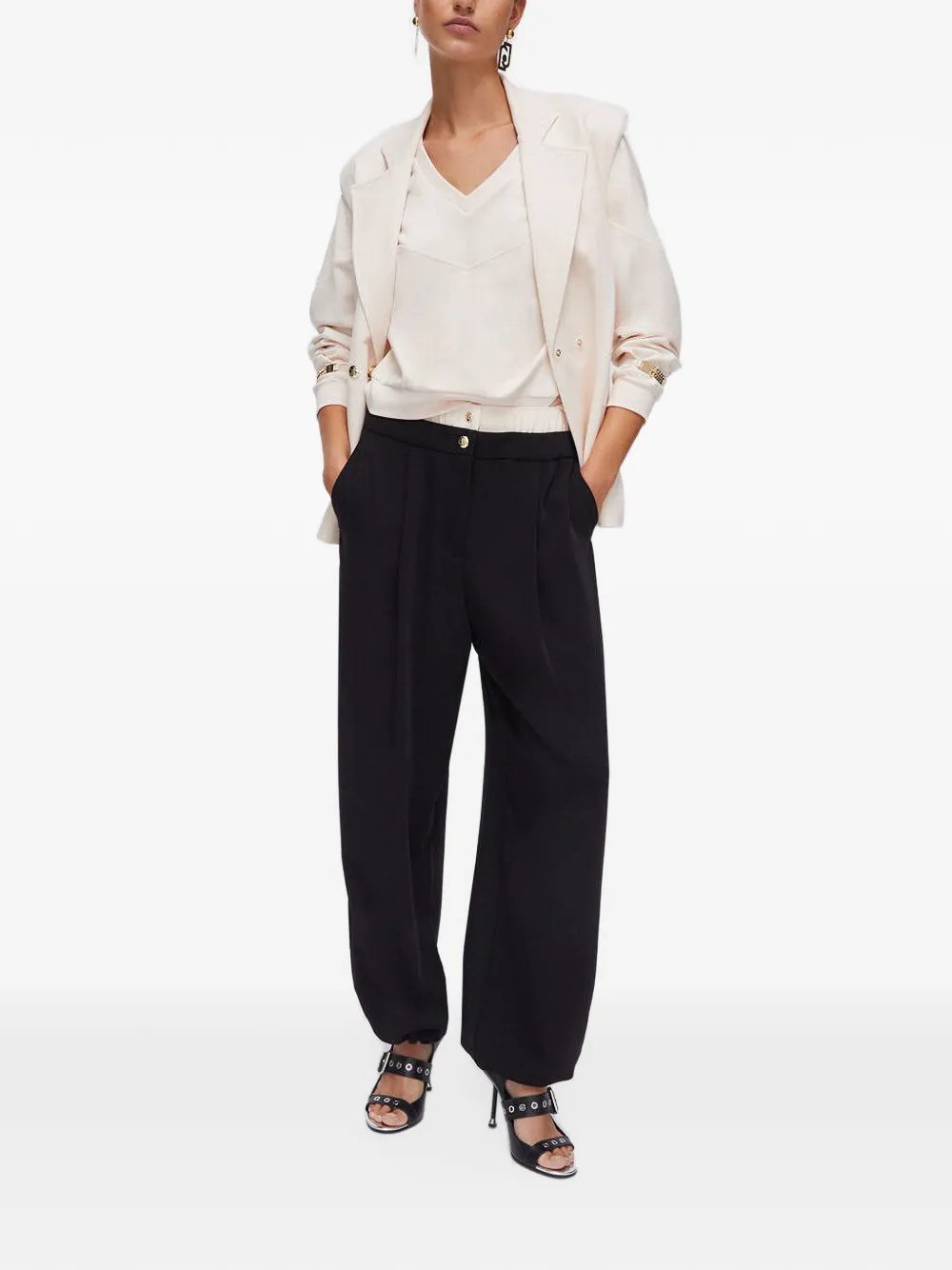 LIU JO Broek met dubbele tailleband Zwart
