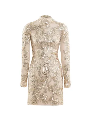 slim fit dress slacks ELIE SAAB Spring Summer 2025 EMBROIDERY LACE DRESS in Black main image 0