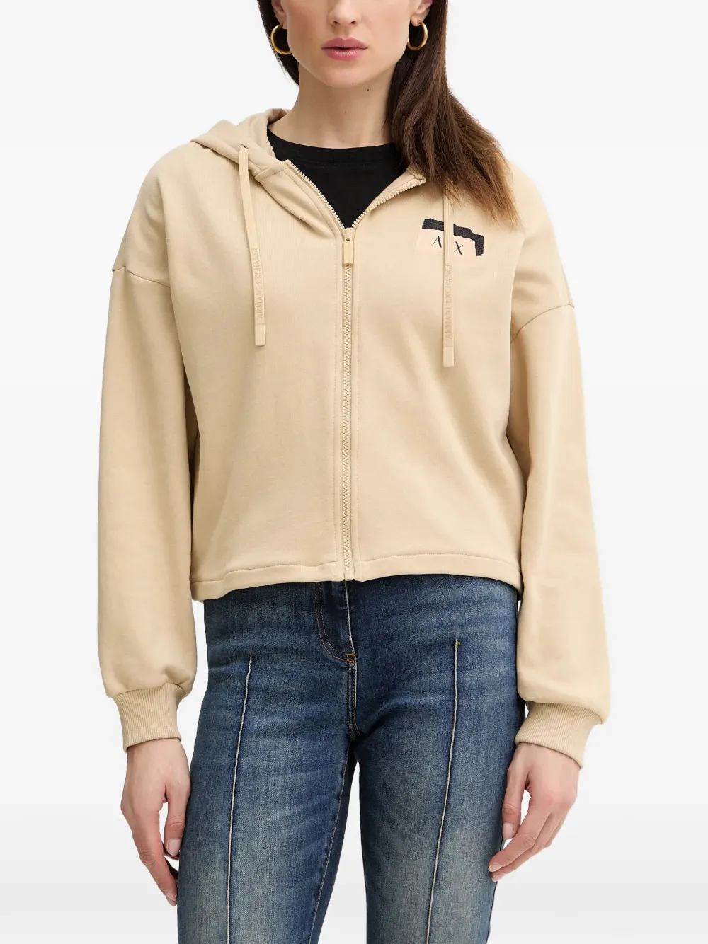 Armani Exchange logo zip hoodie - Toni neutri