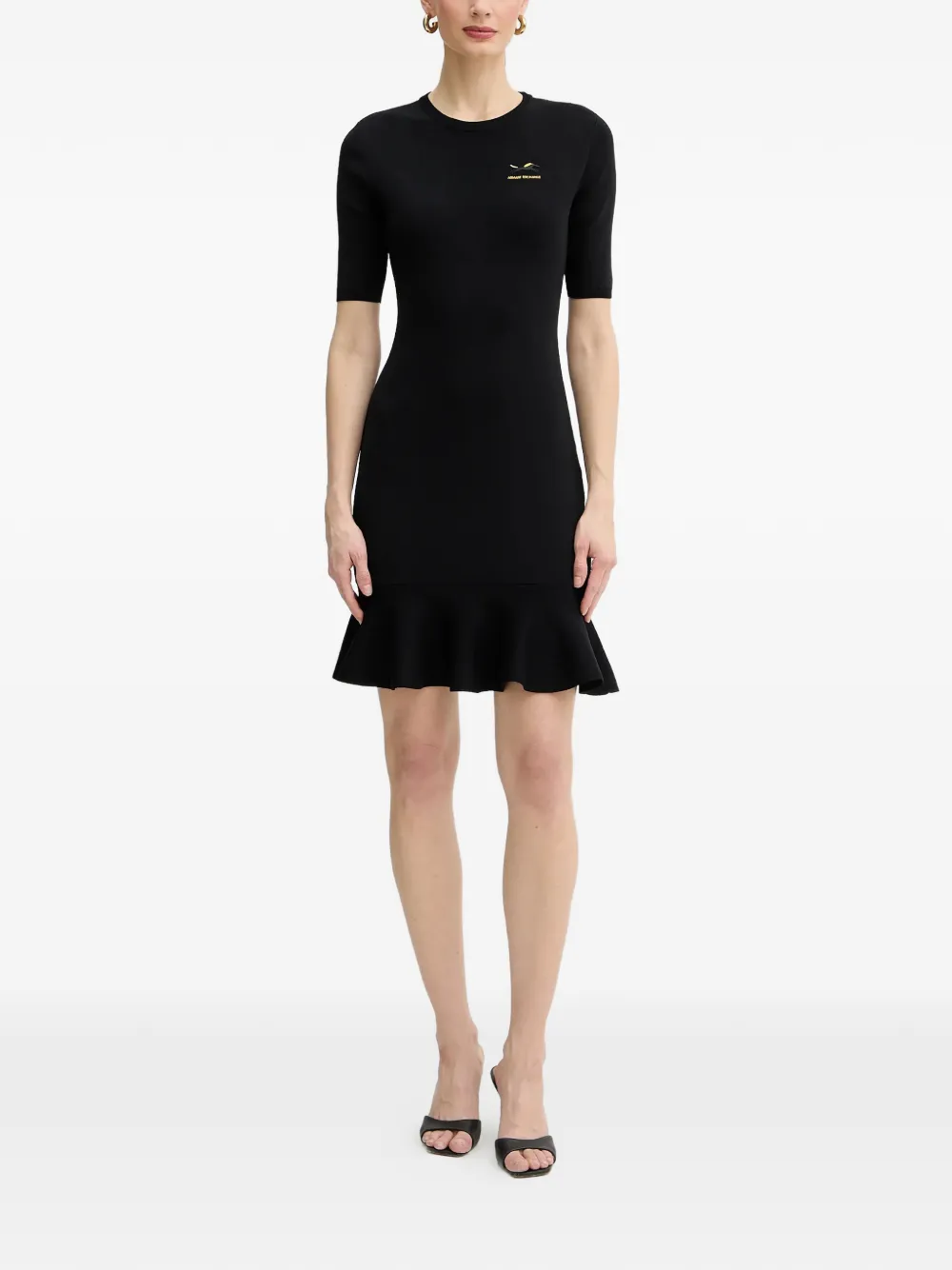  Armani Exchange Ruffled Short-sleeve Mini Dress - Black 
