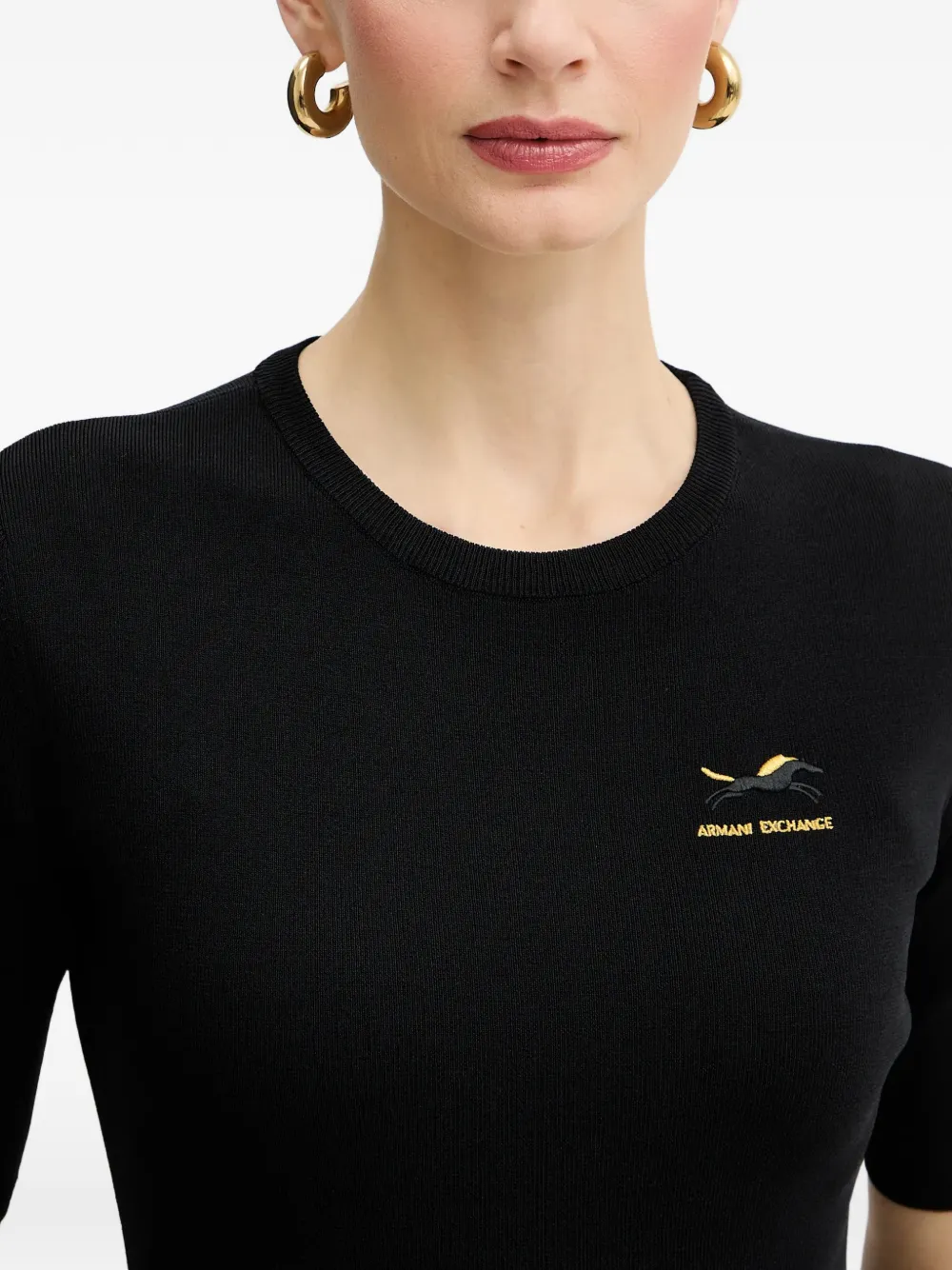 Armani Exchange Mini-jurk met ruches en korte mouwen Zwart