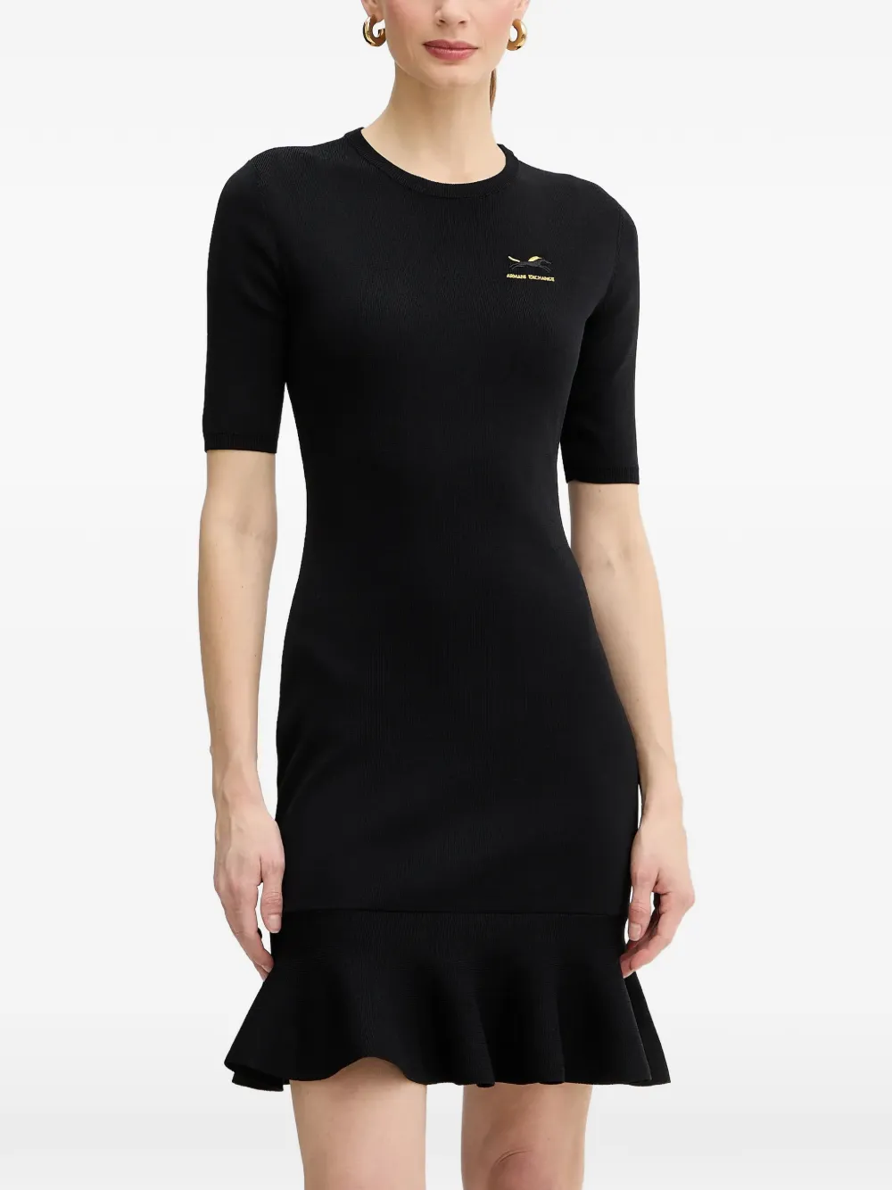 Armani Exchange ruffled short-sleeve mini dress - Nero
