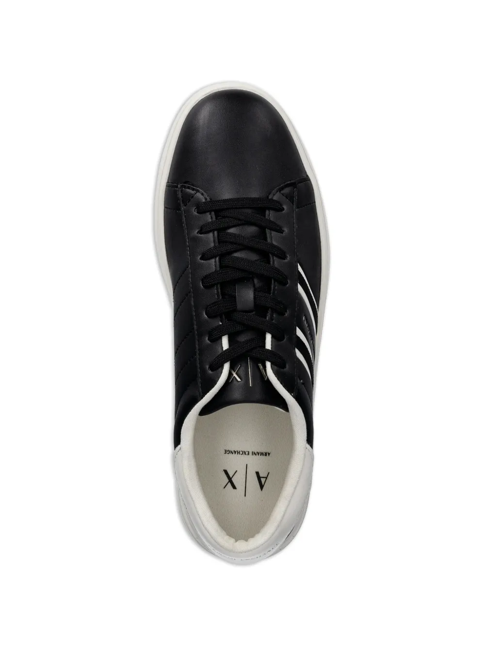 Armani Exchange Gestreepte sneakers Zwart