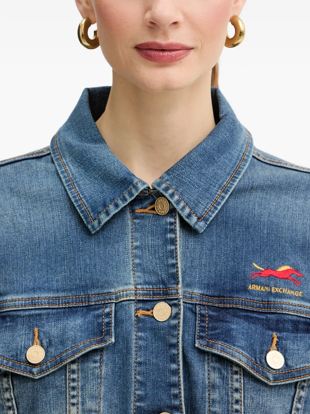 Armani Exchange Jack met geborduurd logo en knopen Blauw