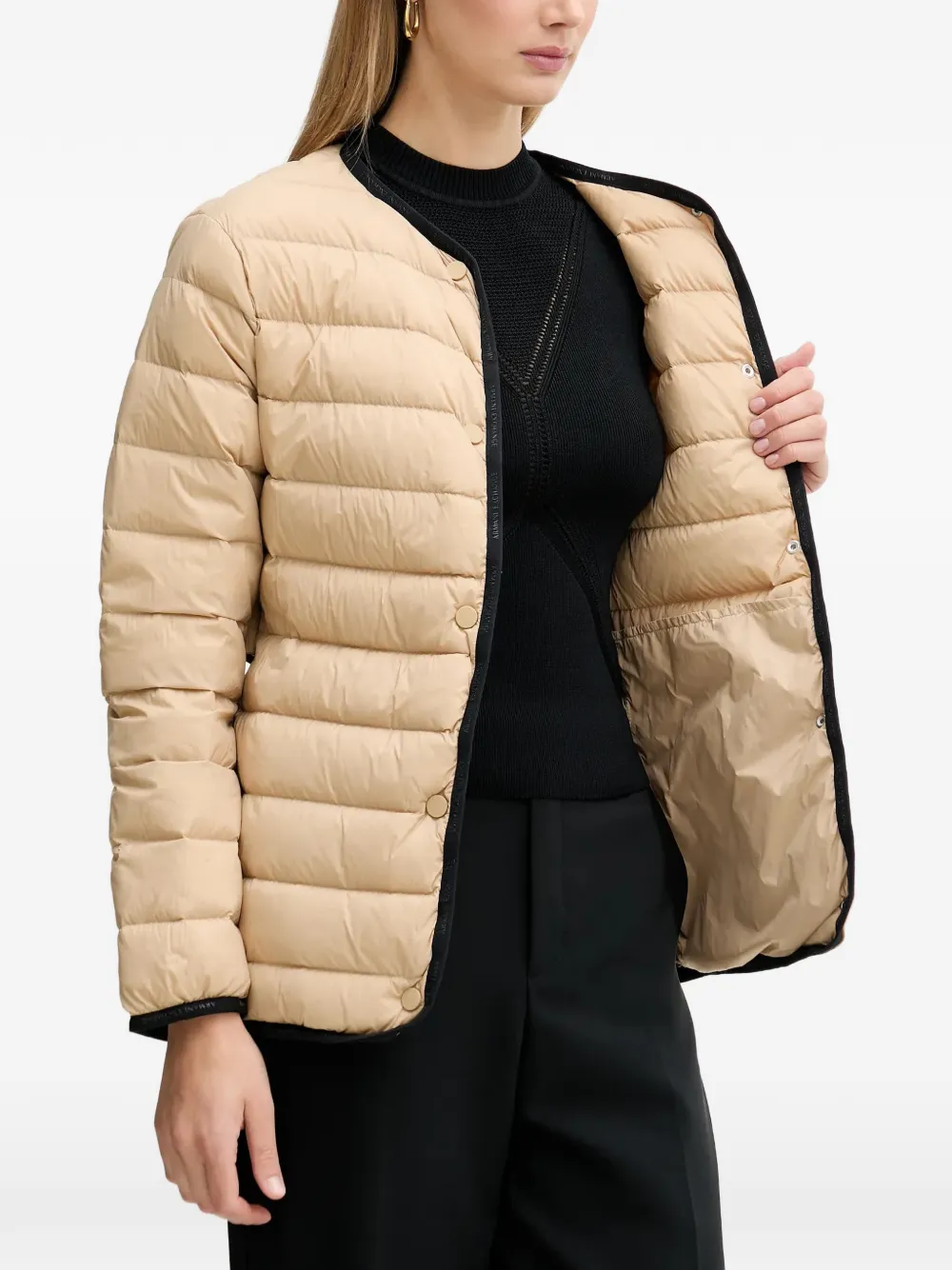  Armani Exchange Quilted Belted Jacket - Neutrals 