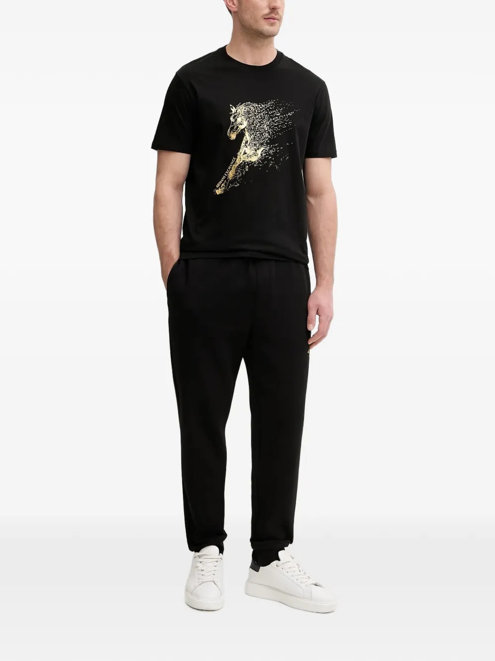 Armani Exchange Trainingsbroek met logoprint en trekkoord Zwart