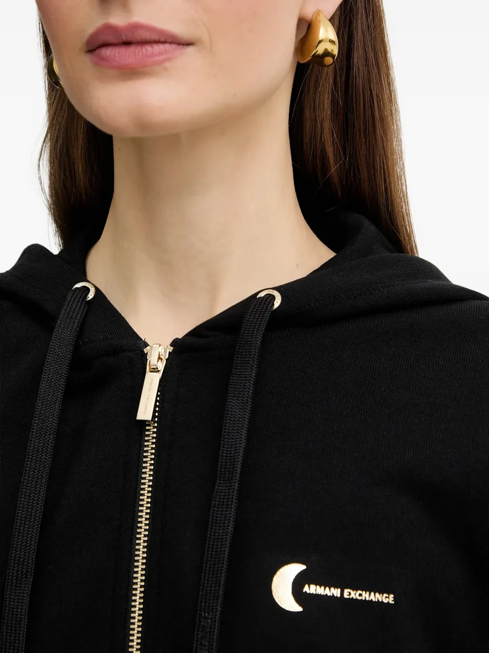Armani Exchange Hoodie met rits Zwart